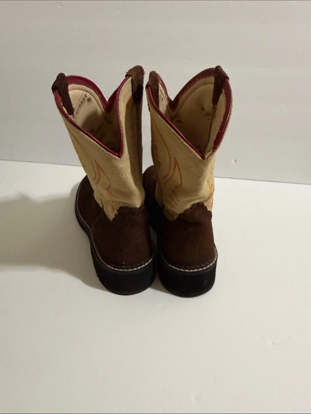 Ariat Brown, Cream and Pink Western Ankle Booties